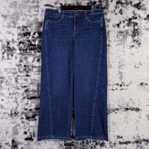 NYDJ Teresa Wide Leg Jeans Womens Size 10 Raw Hem Hippie Stretch Lift Tuck